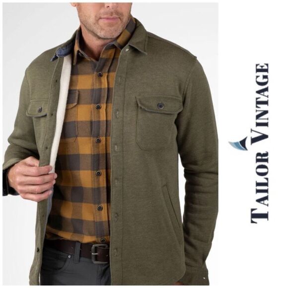 TAILOR VINTAGE 🎉HP🎉 NWT - M Sz S/Sherpa Fleece Shirt Jacket/Forest Night Heather - Picture 1 of 16